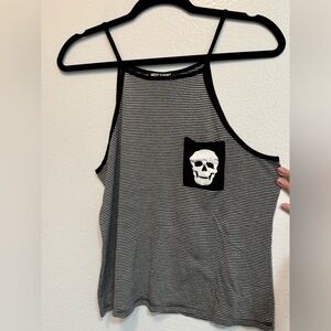 Hot Topic Black and White Striped Tank